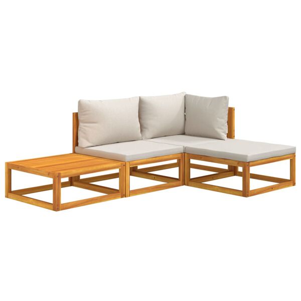 vidaXL 4-daļīgs dārza atpūtas mēbeļu komplekts ar matračiem, masīvkoks