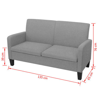 vidaXL dīvāns, divvietīgs, 135x65x76 cm, gaiši pelēks