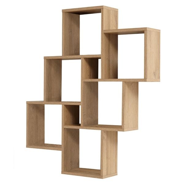 FMD sienas plaukts ar 8 nodalījumiem, antīka ozolkoka krāsā