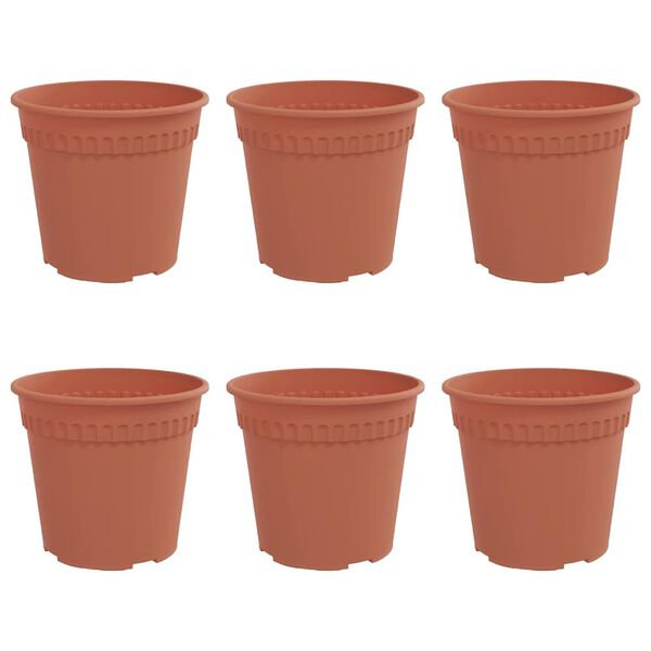 vidaXL Apaļais puķu pods 6 pcs Ķieģeļu sarkans &Oslash; 17 x 14 cm Plastmasa