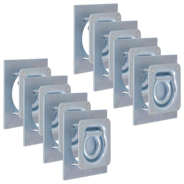 vidaXL piestiprinā&scaron;anas gredzens piekabēm, 8 gab., cinkots tērauds