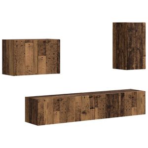vidaXL Televizora sienas skapja komplekts 4 pcs Vecs koks