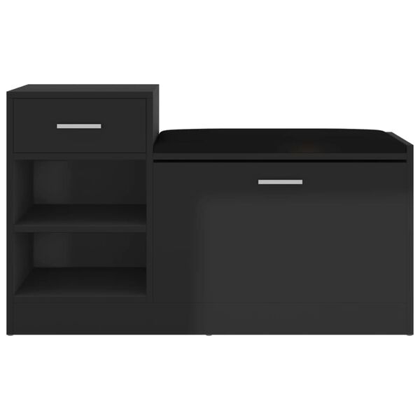 vidaXL apavu plaukts, spīdīgi melns, 94,5x31x57 cm, inženierijas koks