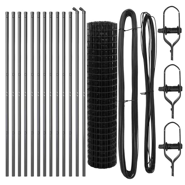 vidaXL Žogs ar stabu Pelēka 1 x 25 m Tērauds un PVC