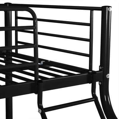 vidaXL bērnu divstāvu gultas rāmis, melns metāls, 140x200/90x200 cm