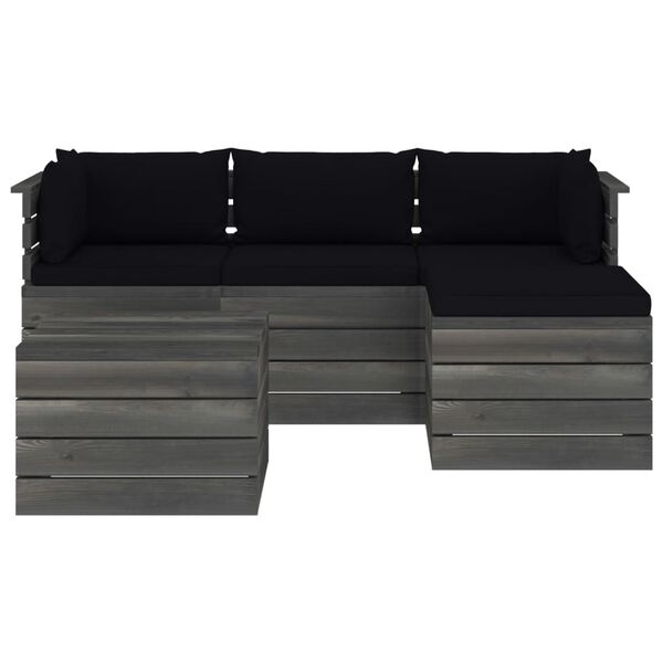 vidaXL 5-daļīgs dārza pale&scaron;u mēbeļu komplekts ar matračiem, priede