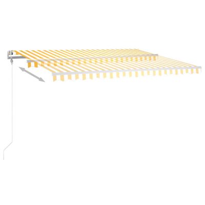 vidaXL izvelkama markīze ar LED, 4x3 m, manuāla, dzelteni balta