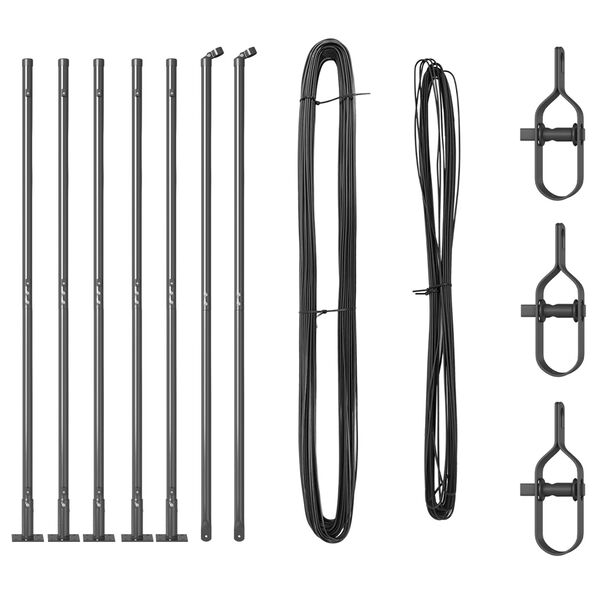 vidaXL Žoga stabi 7 pcs Pelēka Ø32mm 150 cm Cinkots tērauds