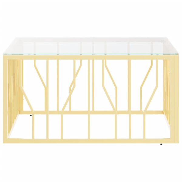 vidaXL kafijas galdiņš, zelta, 80x80x40 cm, nerūsējošs tērauds, stikls