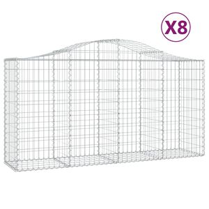 vidaXL arkveida gabiona grozi, 8 gb., 200x50x100/120cm, cinkota dzelzs