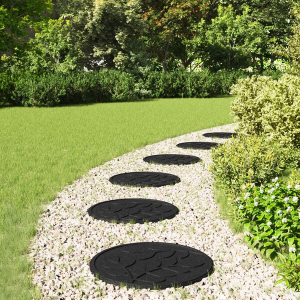 vidaXL Soļu Akmens 6 pcs Melns &Oslash; 44 x 2 cm Gumija