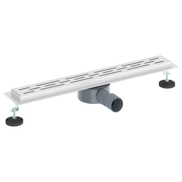 vidaXL Du&scaron;a noteka ar stikla vāku un 360&deg; sifonu Sudraba 60 cm