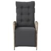 vidaXL atgāžams dārza krēsls ar kāju balstu, pelēka PE rotangpalma