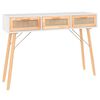 vidaXL konsoles galds, balts, 105x30x75 cm, priedes koks, rotangpalma