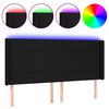 vidaXL gultas galvgalis ar LED, 163x16x118/128 cm, melns audums