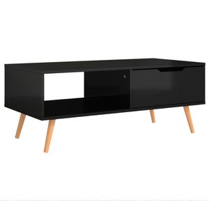 vidaXL kafijas galdiņ&scaron;, spīdīgi melns, 100x49,5x43cm inženierijas koks