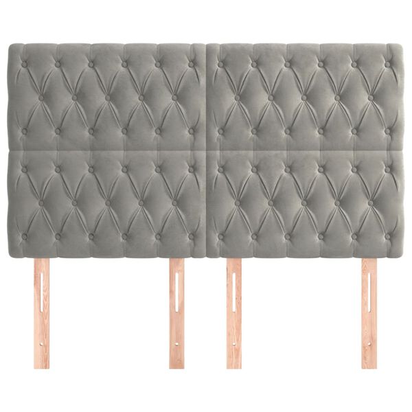 vidaXL galvgalis, gai&scaron;i pelēks, 144x7x118/128 cm, samts