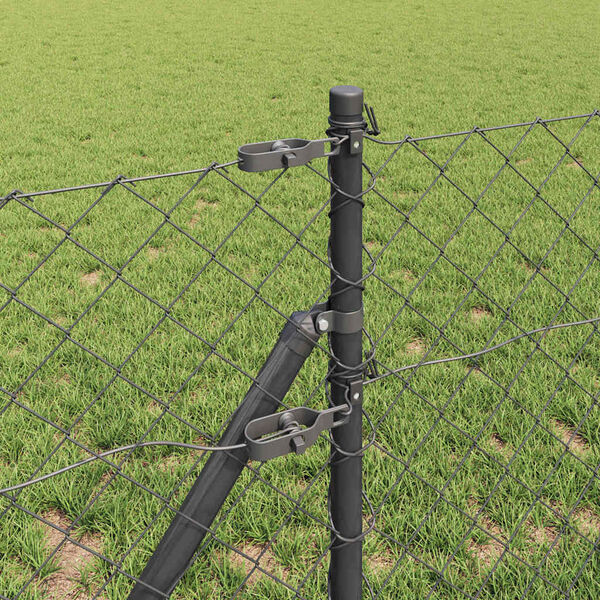 vidaXL Žoga āķis Pelēka 25 x 0,4 m (60 x 60 mm acs) Tērauds un PVC