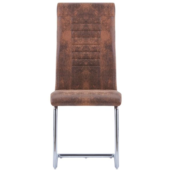 vidaXL konsoles virtuves krēsli, 2 gab., brūna mākslīgā zamšāda