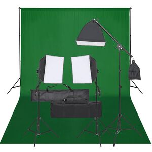 vidaXL fotostudijas komplekts, gaismas un fons