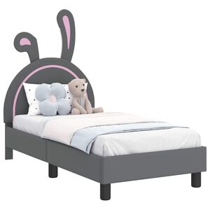 vidaXL Bērnu gultas rāmis ar galvgali Gai&scaron;i pelēka 70 x 140 cm PU