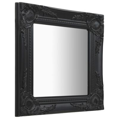 vidaXL baroka stila sienas spogulis, 40x40 cm, melns