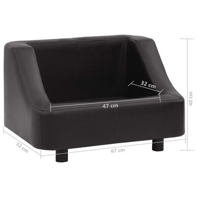 vidaXL suņu dīvāns, melns, 67x52x40 cm, mākslīgā āda
