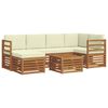 vidaXL Dīvāna komplekti 7 pcs Dabisks un krējuma Cietā akācijas koks