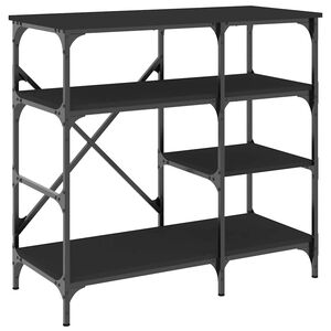 vidaXL virtuves plaukts, melns, 90x40x84 cm, inženierijas koks, metāls