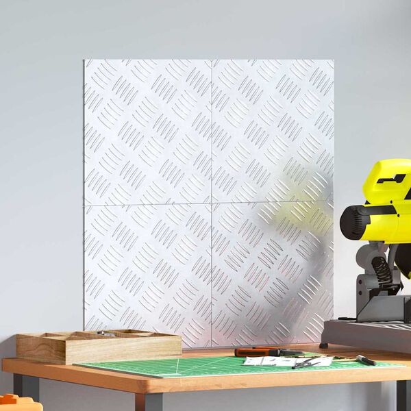 vidaXL Trepju paklājs Kvadrātveida 4 pcs Sudraba 30 x 30 cm Alumīnijs