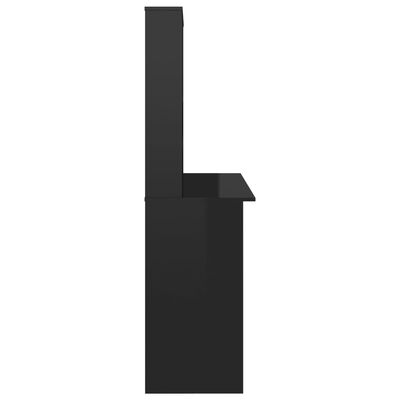vidaXL rakstāmgalds ar plauktiem, 110x45x157 cm, melns, skaidu plāksne