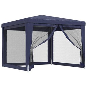 vidaXL svinību telts, ar 4 sieta sienām, 3x3 m, zila, HDPE