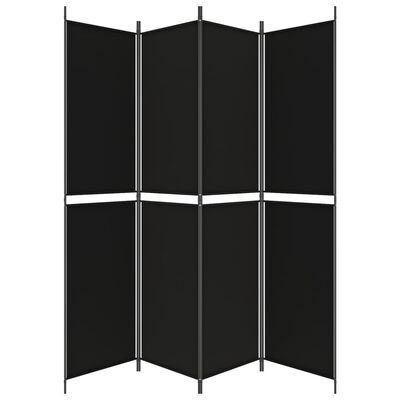 vidaXL 4-paneļu istabas aizslietnis, 200x220 cm, melns audums
