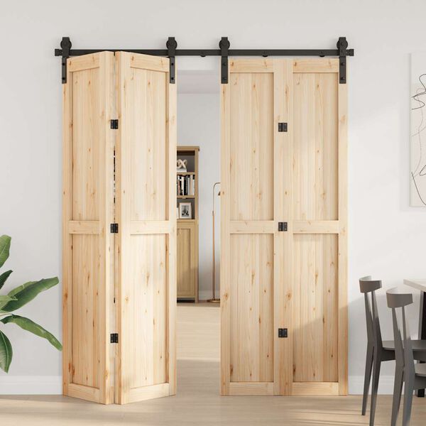 vidaXL bīdāmo durvju sistēma, 183 cm, melns tērauds