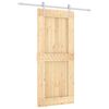 vidaXL Slīdo&scaron;ās durvis Dabisks un balts 90 x 210 cm Cieta priedes koks