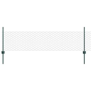 vidaXL Se&scaron;stūra žogs ar stabu 100 x 0,5 m PVC pārklāts tērauds Zaļa
