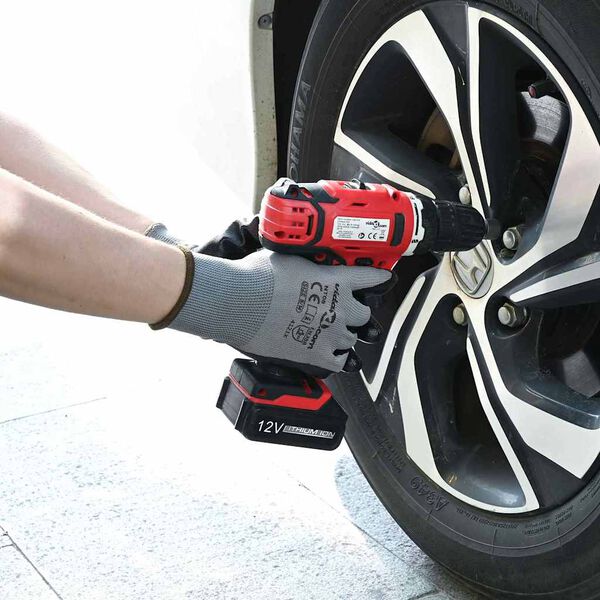 vidaXL Darba cimdi 24 pcs Pelēks un melns 9 / l Poliesters