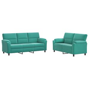 vidaXL Dīvānu komplekts 2 pcs Tirkīzzila Samts