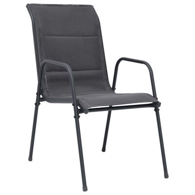 vidaXL dārza krēsli, 6 gab., tērauds, tekstilēns, antracītpelēki