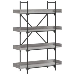vidaXL grāmatu plaukts, 4 līmeņi, pelēks, 100x33x145,5 cm, koks