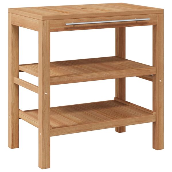 vidaXL vannasistabas skapītis, masīvs tīkkoks, upes akmens izlietne