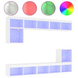 vidaXL 8-daļīgs TV skapī&scaron;u komplekts ar LED, balts, inženierijas koks