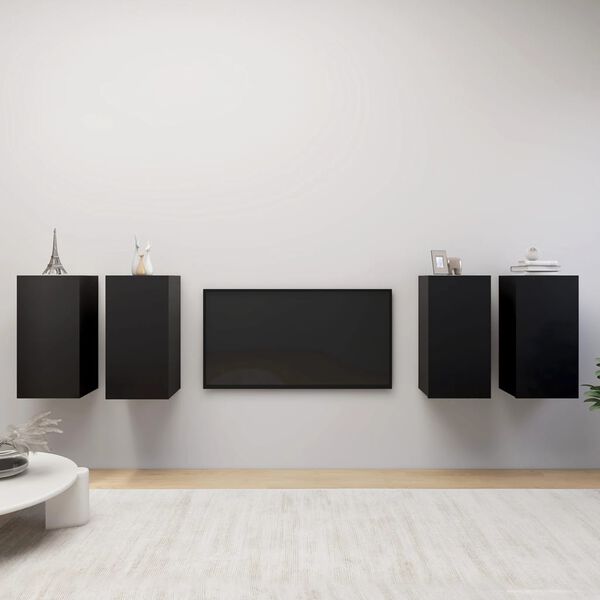 vidaXL TV skapīši, 4 gab., 30,5x30x60 cm, melni, inženierijas koks