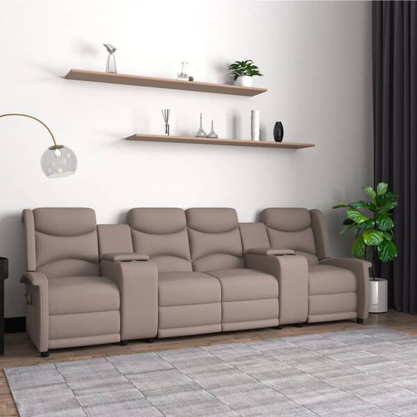 vidaXL četrvietīgs masāžas krēsls ar glāžu turētāju, pelēkbrūns