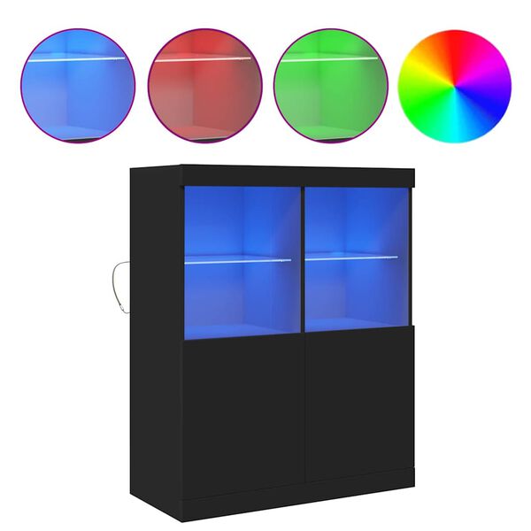 vidaXL kumode, melns, 81x37x100 cm, inženierijas koks