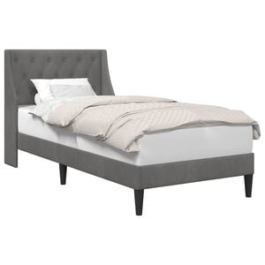 vidaXL Gultas rāmis ar galvas klāju Tum&scaron;i pelēka 90 x 190 cm Samts