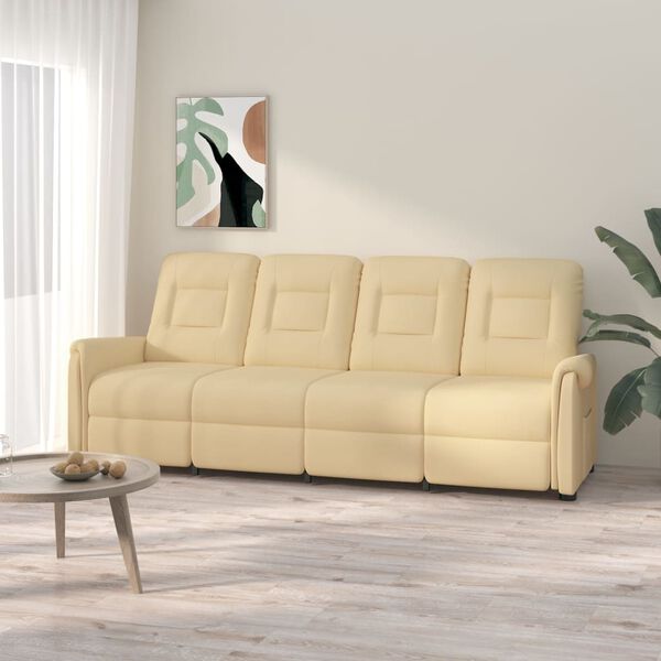 vidaXL četrvietīgs masāžas krēsls, atgāžams, krēmkrāsas audums