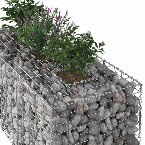 vidaXL Gabions pacelta gulta Sudraba 140 x 60 x 55 cm Cinkots tērauds