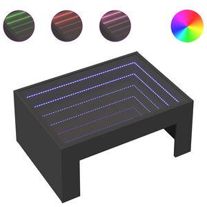 vidaXL kafijas galdiņ&scaron; ar LED, melns, 70x50x30 cm