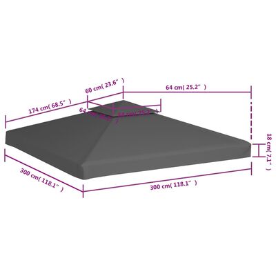 vidaXL nojumes jumta pārsegs, divdaļīgs, 310 g/m², 3x3 m, pelēkbrūns